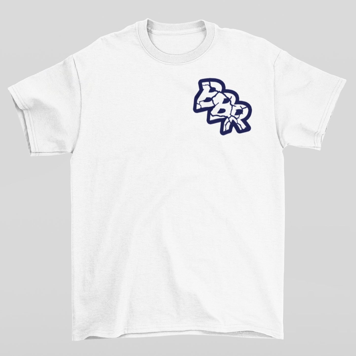 White and navy blue BBR short sleeve T