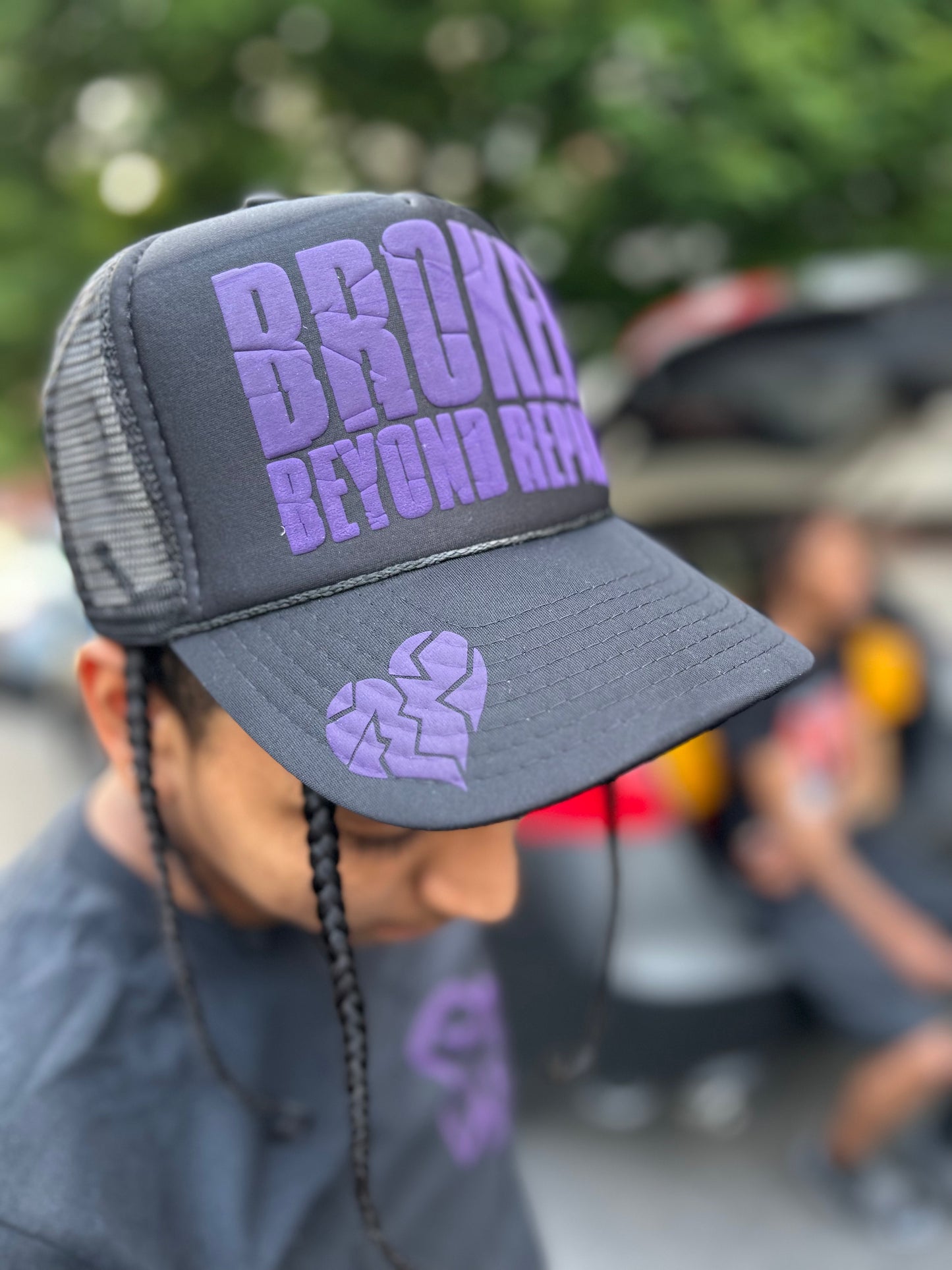 Black and purple BBR trucker hat