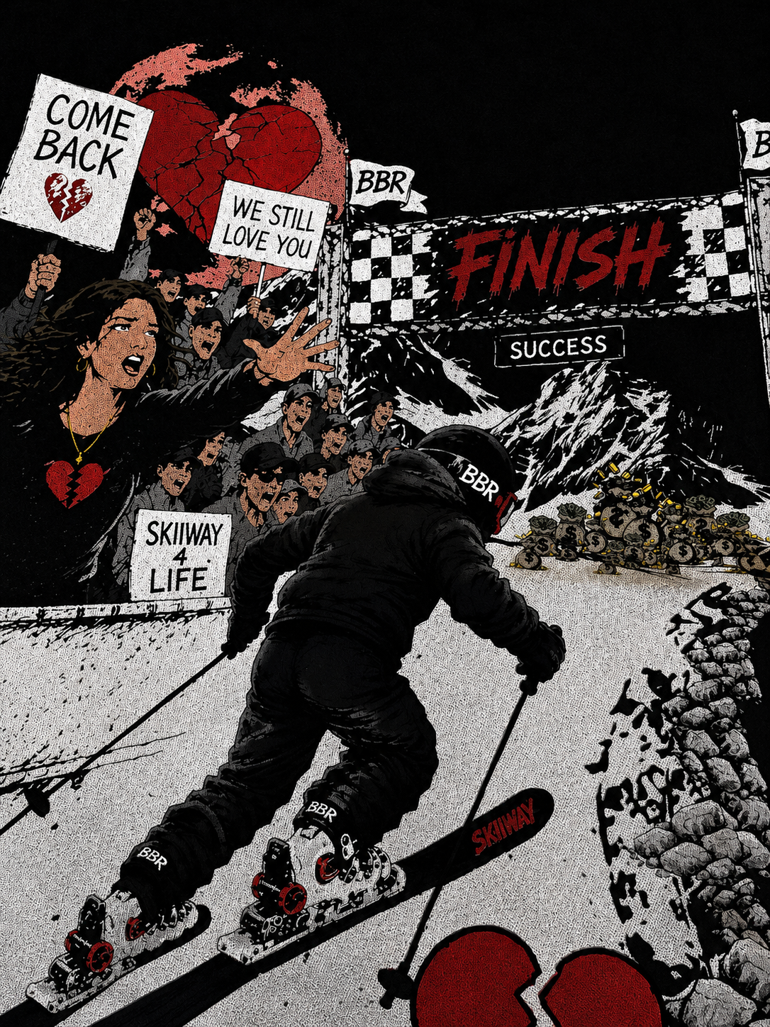 SKIIWAY X BBR — Finish Line Tee (BLACK)