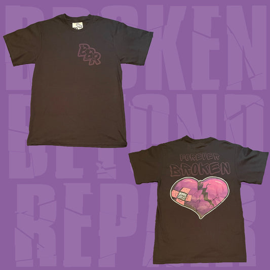 Black and purple “Forever Broken” short sleeve T-shirt