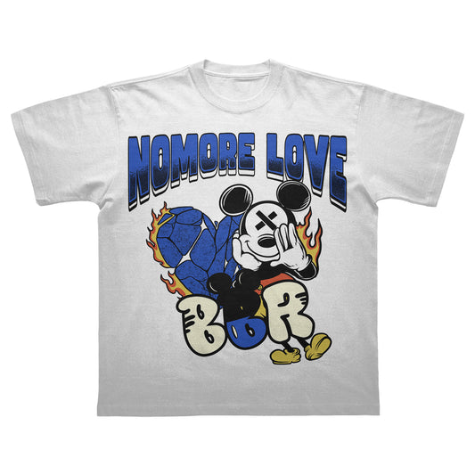 White and Royal Blue “Nomore Love” Short sleeve T-shirt