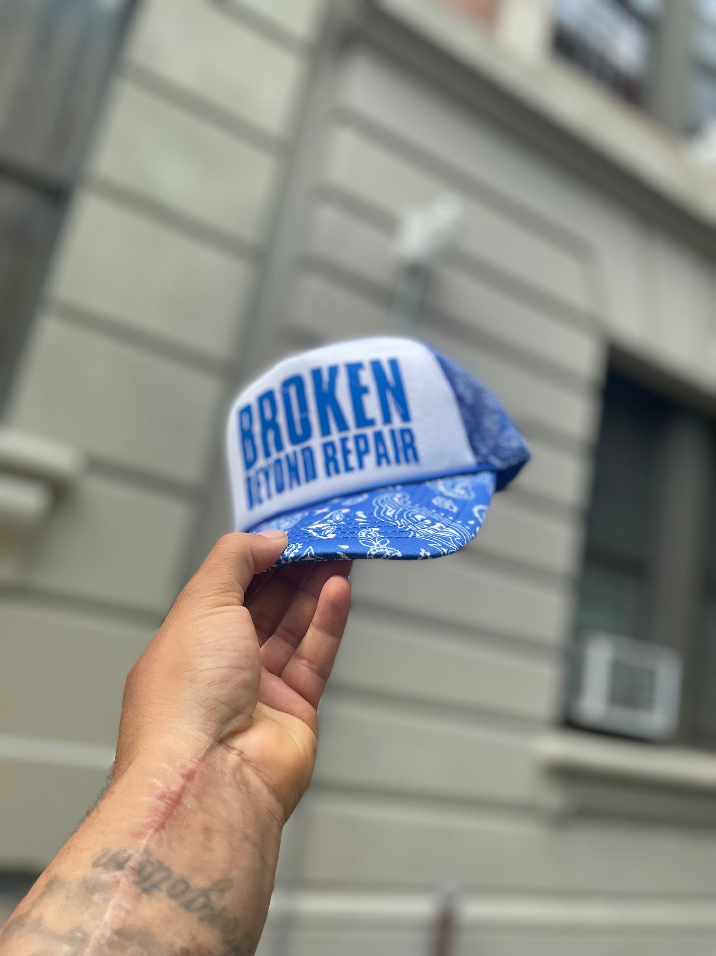 Royal Blue paisley BBR trucker hat
