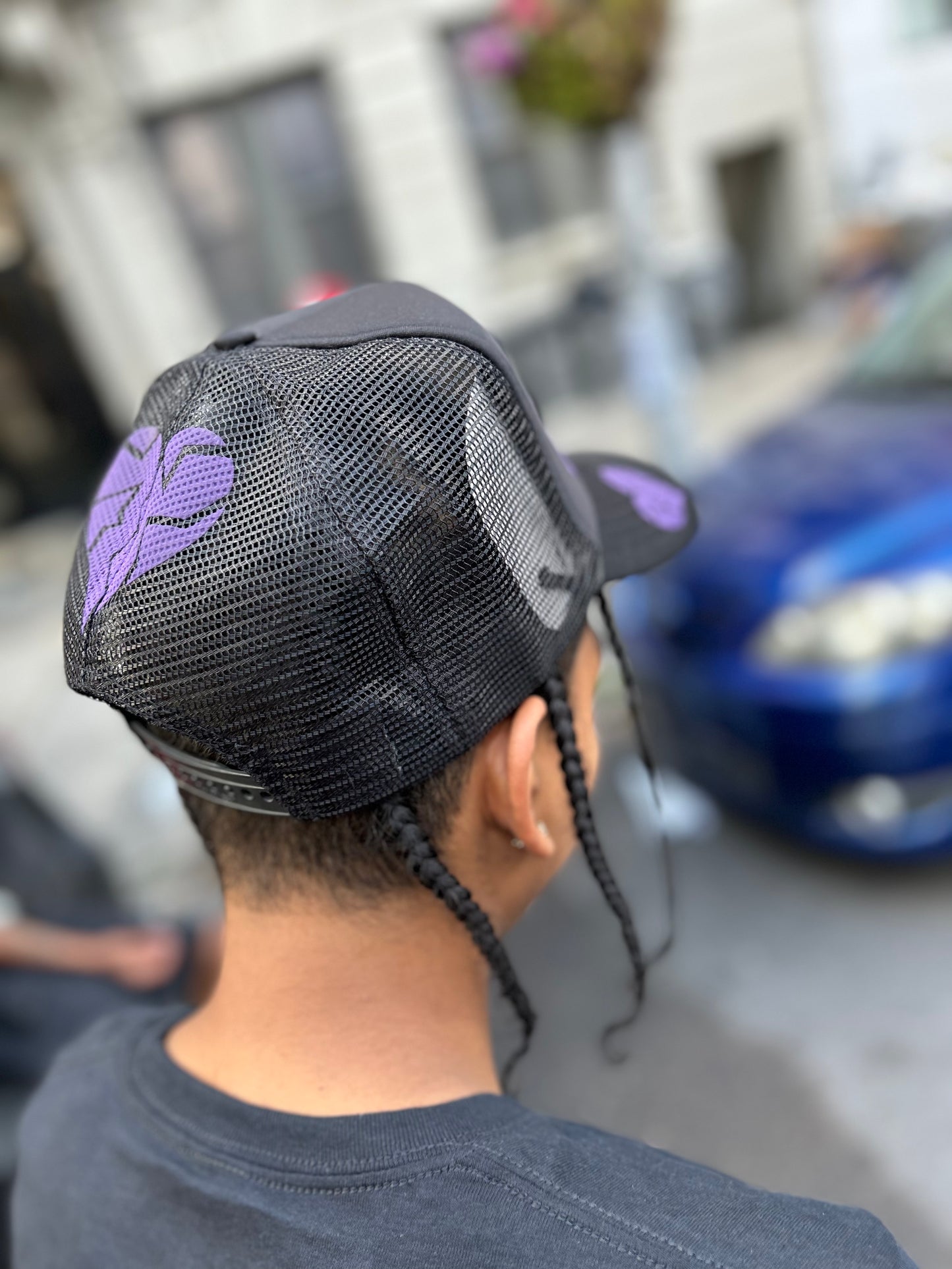 Black and purple BBR trucker hat
