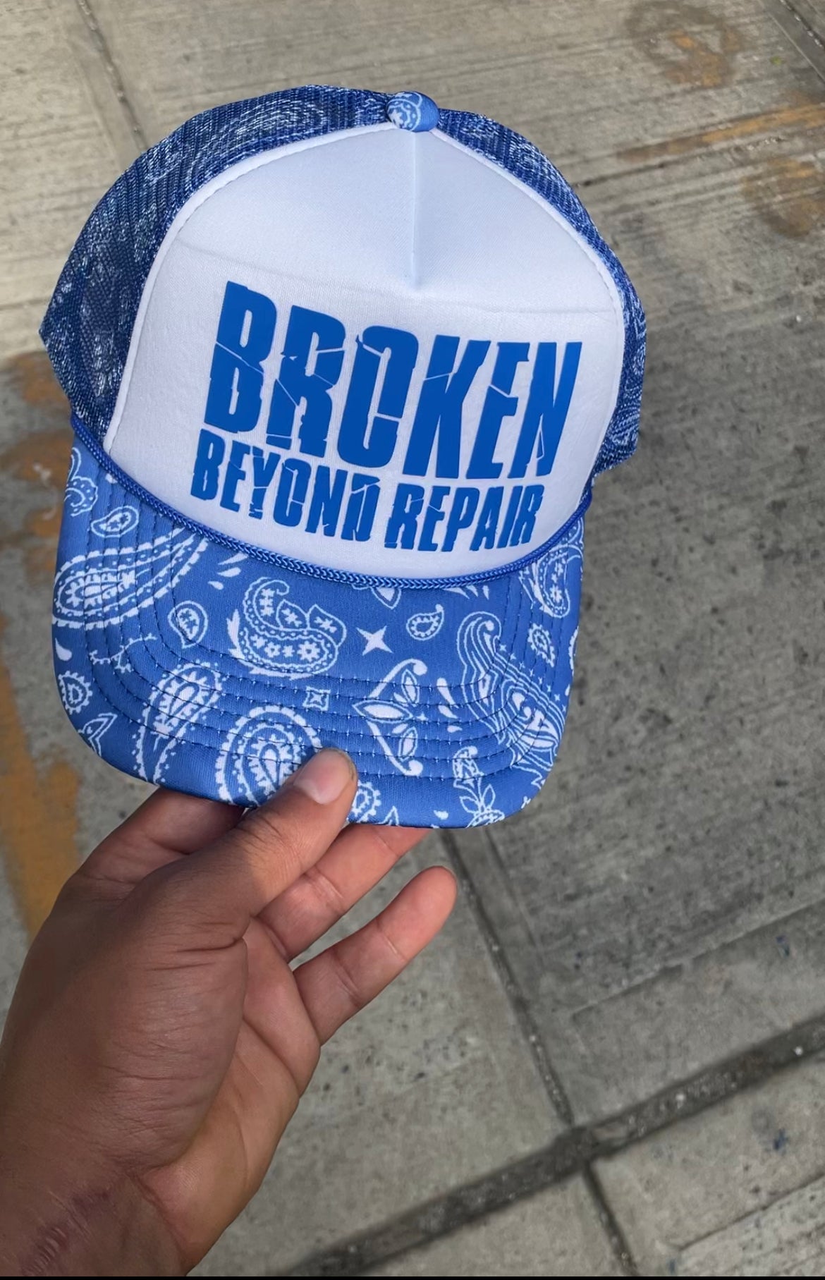 Royal Blue paisley BBR trucker hat