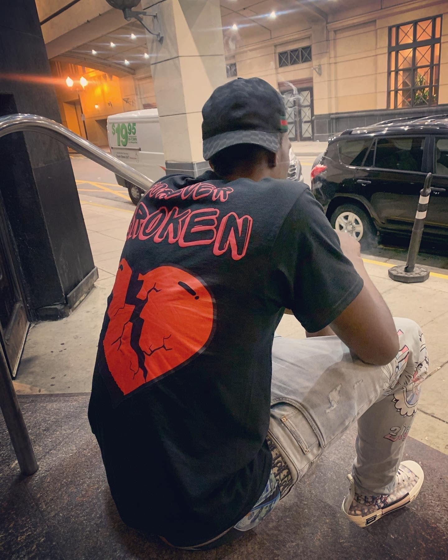 Black and Red “Forever Broken” short sleeve T