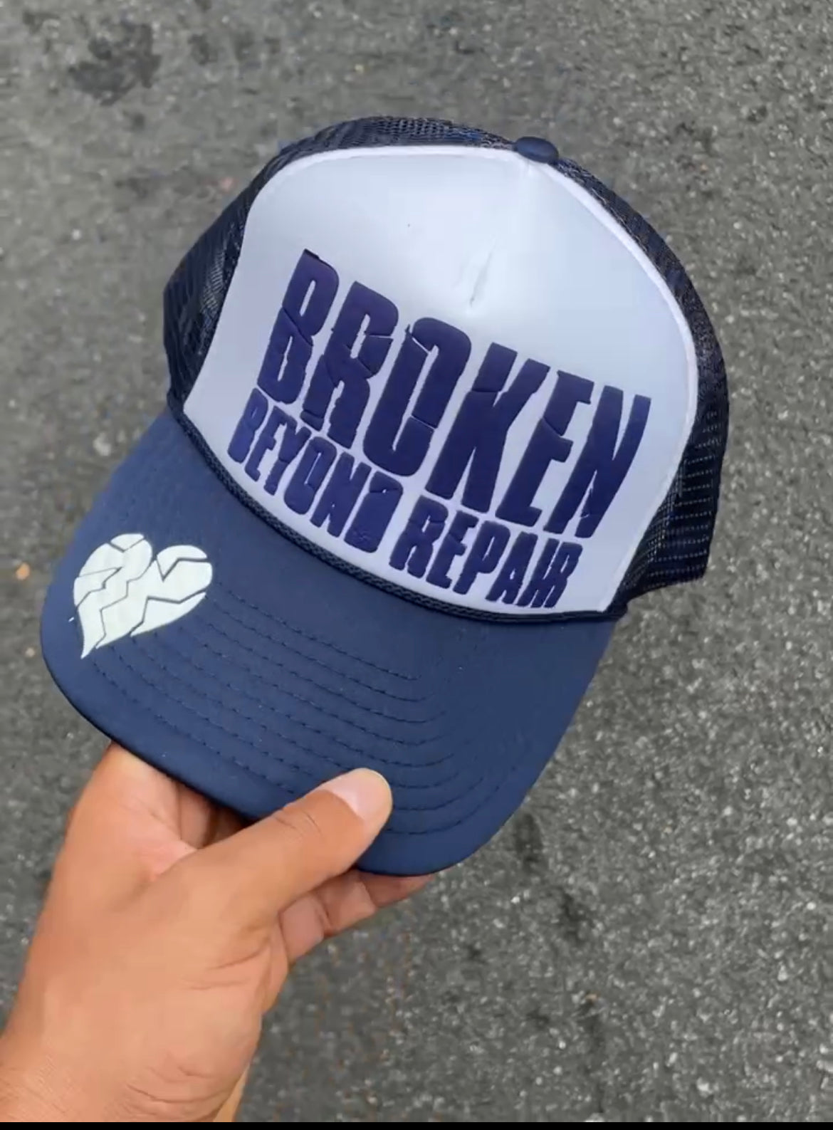 Navy Blue and white BBR trucker hat