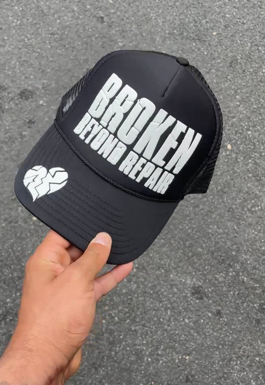 Black and white BBR trucker hat