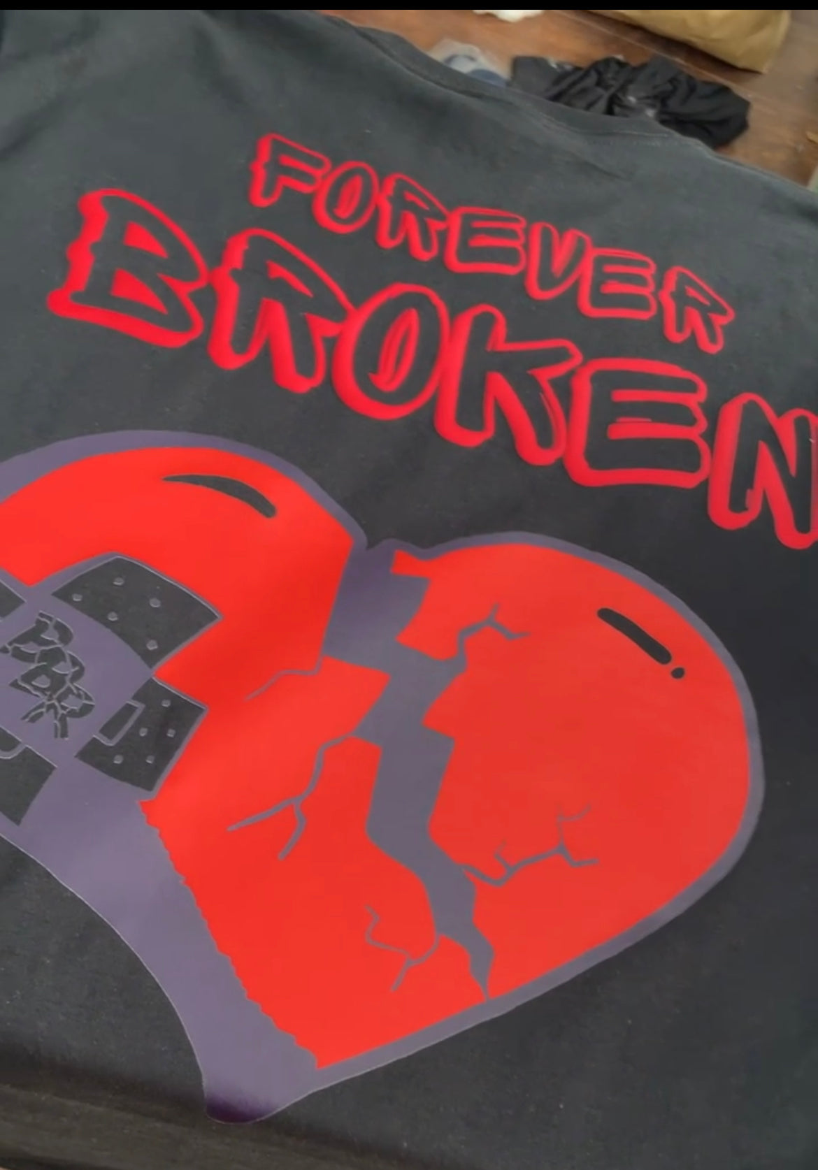Black and Red “Forever Broken” short sleeve T