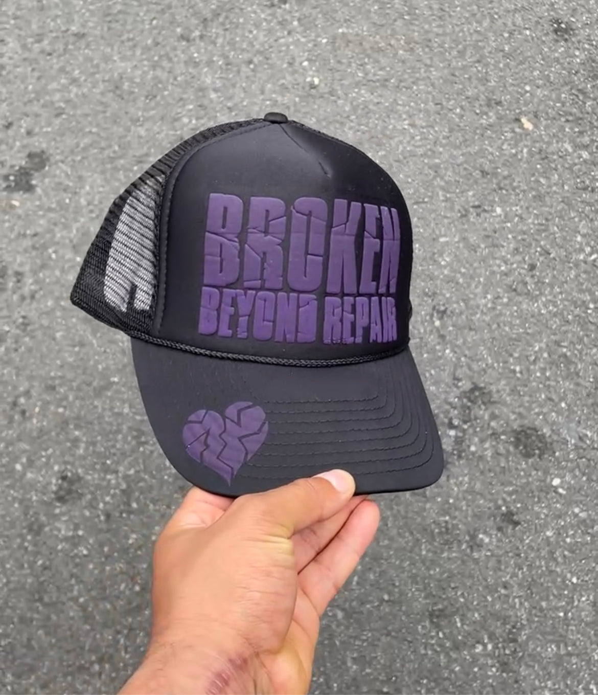 Black and purple BBR trucker hat